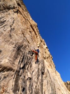 The author on the tofu-pinching classic A River Runs Through It, 5.11c
